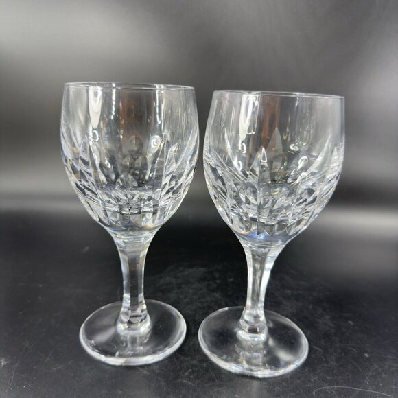 Atlantis AZORES Clear Fine Crystal Drinking Glasses Cups Goblets Set 2 Vintage - Picture 13 of 13